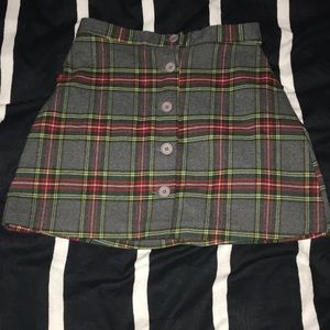 Storets button down grey plaid skirt